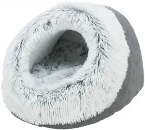 HARVEY Cave 35 × 26 × 41 cm, Plüsch mit langen Haaren, grau
